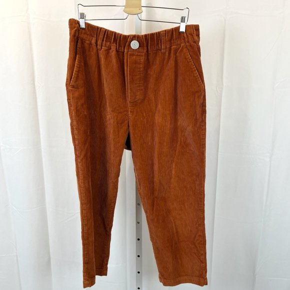 TOAST Pants - TOAST Corduroy Pants Pull On Ankle Crop Pockets Cotton Cord Rust Orange Size 18